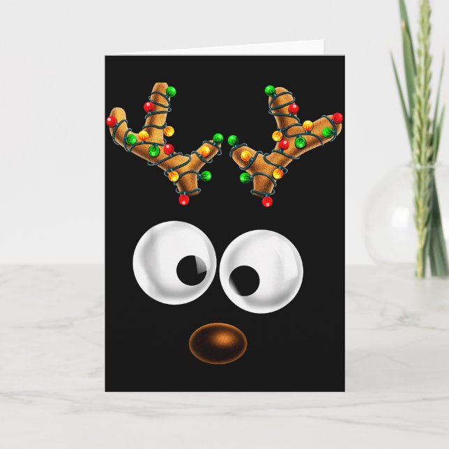Tarjeta Matching Family Christmas Reindeer Face Christmas  (Anverso)