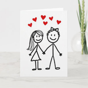 Tarjeta Mate de Amor de Figura de Palo Adorable