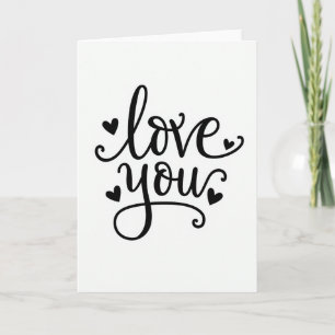 Tarjeta Mate de Caligrafía Corazones Te Amo