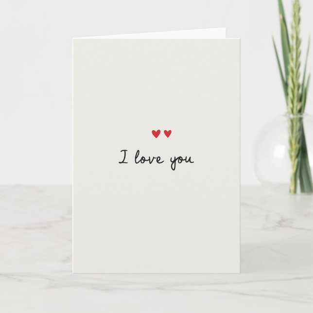 Tarjeta Mate Te Amo Corazones Escritos a Mano (Anverso)