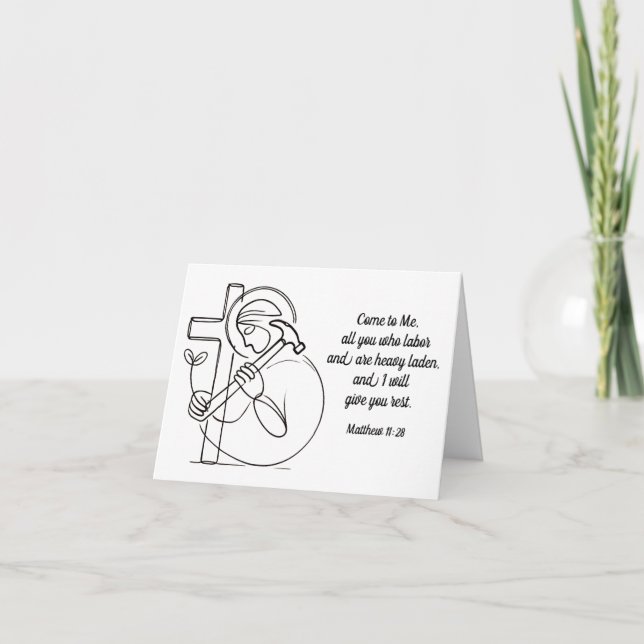 Tarjeta Mateo 11:28 Todos Los Que Trabajan En La Escritura (Anverso)