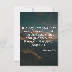 Tarjeta Mateo 12:36 KJV Biblia Verse Pic Flat Greeting