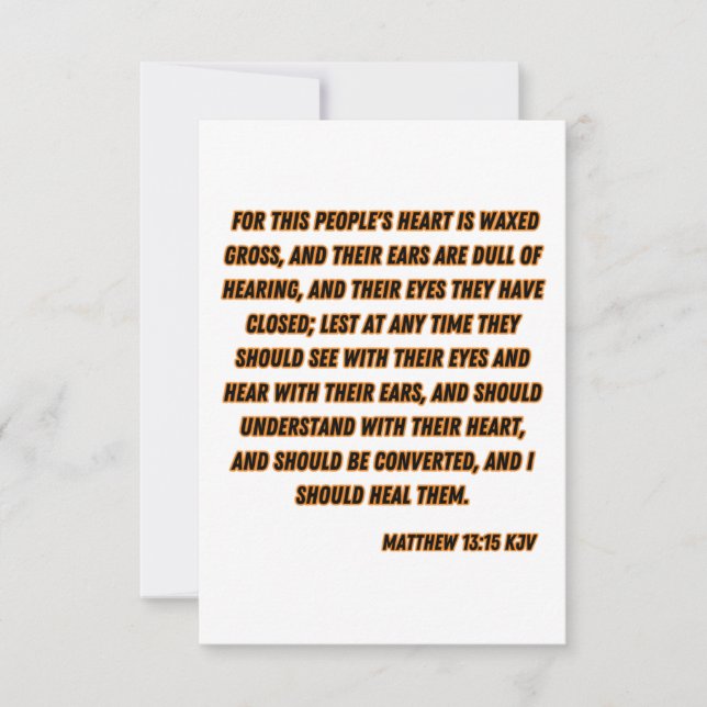 Tarjeta Mateo 13:15 KJV Biblia Verse Greeting
