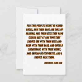 Tarjeta Mateo 13:15 KJV Biblia Verse Greeting