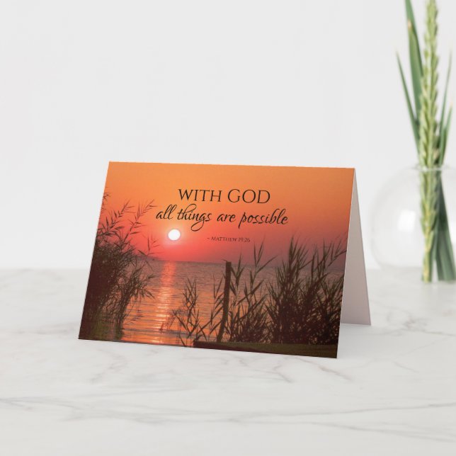 Tarjeta Mateo 19:26 Con Dios todo es posible (Anverso)