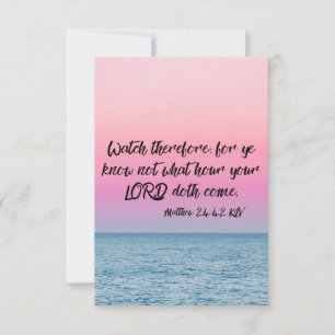 Tarjeta Mateo 24:42 KJV Biblia Verse Pic Flat Greeting