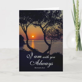 Tarjeta Mateo 28:20 Siempre estoy con ti atardecer dorado