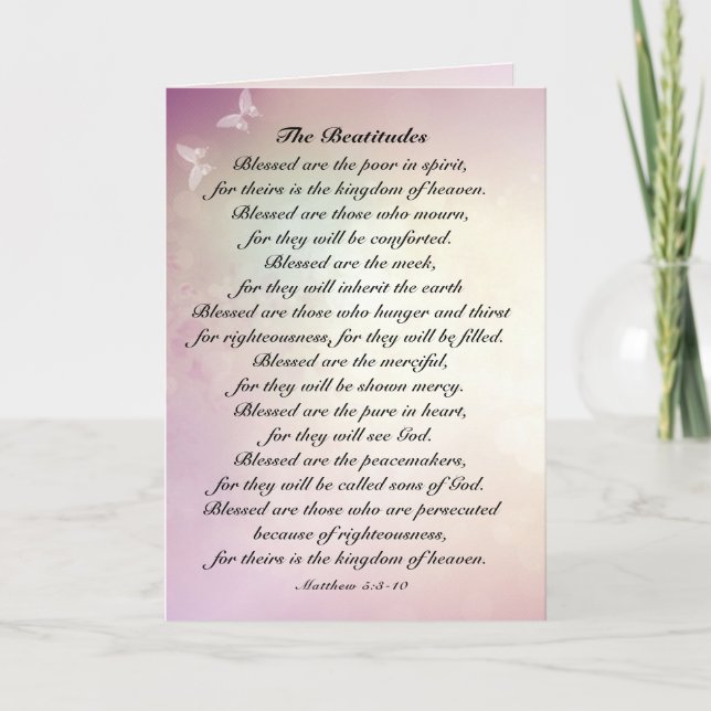 Tarjeta Mateo 5:3-10 Bestias Sermón en el Monte (Anverso)