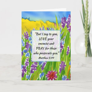 Tarjeta Mateo 5:44 te digo Amo a tus enemigos Biblia