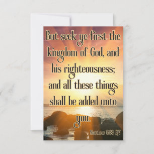 Tarjeta Mateo 6:33 KJV Biblia Verse Pic Greeting Card