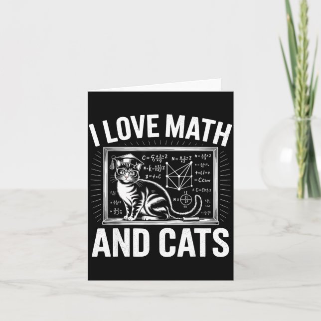 Tarjeta Math Cat Lover Funny Math Teacher I Love Math And  (Anverso)