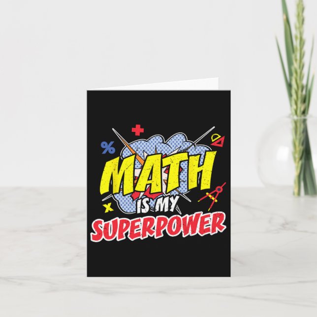 Tarjeta Math Es Mi Superpotencia Divertida Enseñando El Dí (Anverso)