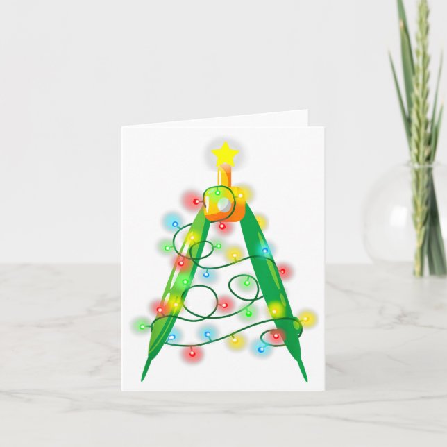 Tarjeta Math Teacher Comp Christmas Tree Lights School Geo (Anverso)