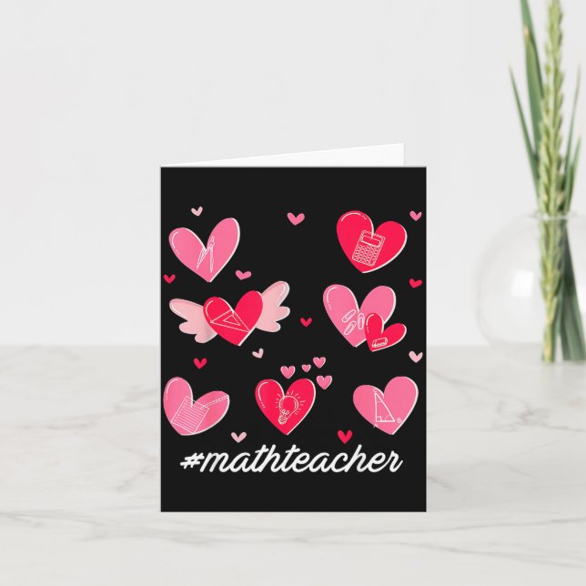 Tarjeta Math Teacher Heart Valentines Day Mathematics Teac (Anverso)