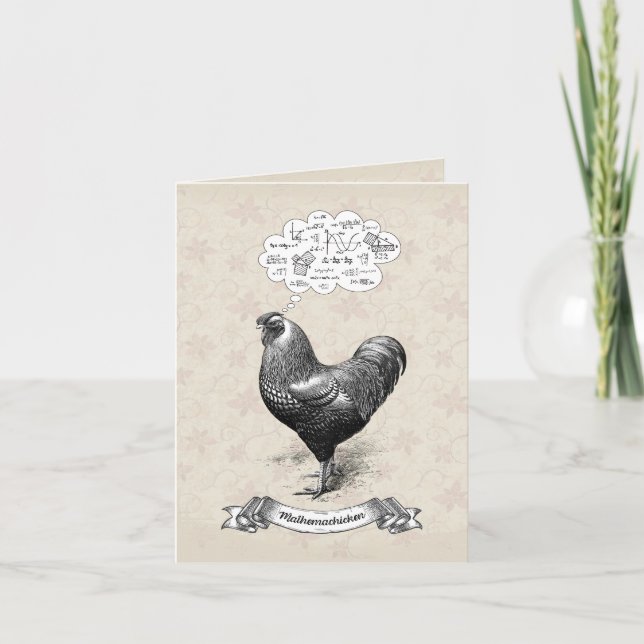 Tarjeta Mathemachicken Funny Math Chicken Pun Chiste (Anverso)