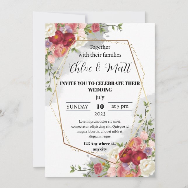 Tarjeta matrimonial digital personalizado (Anverso)