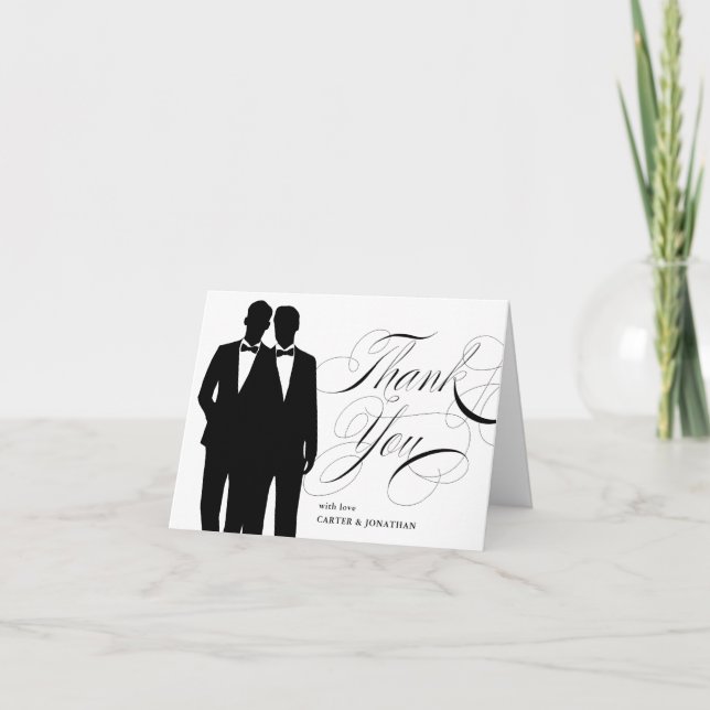 Tarjeta Matrimonio gay dos novios Boda gracias (Anverso)