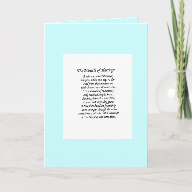 Tarjeta matrimonio milagroso, te amo la carta (Anverso)
