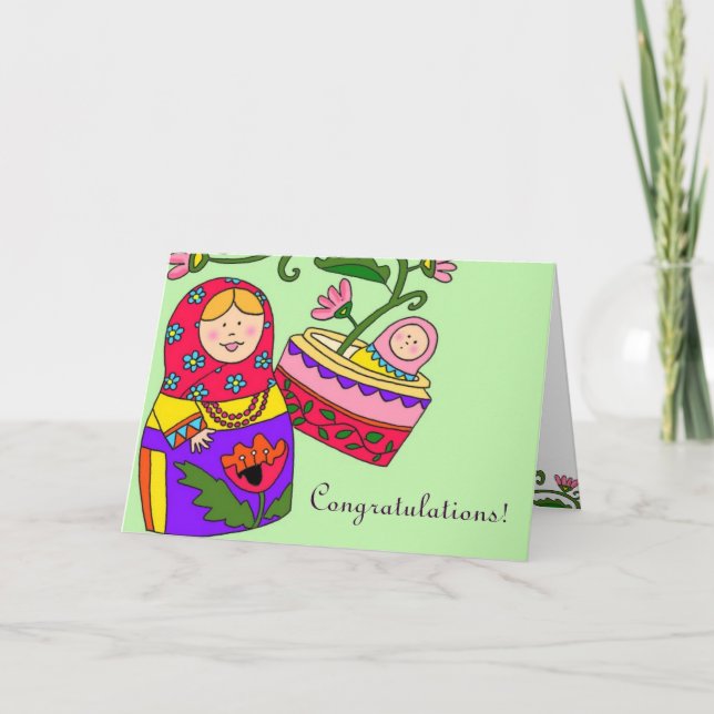 Tarjeta Matroshka y el bebé (Anverso)