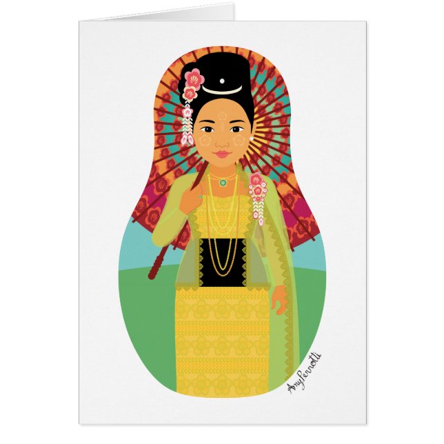 Tarjeta Matryoshka birmana de Myanmar (Frente)