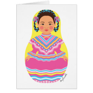 Tarjeta Matryoshka de bailarina mexicana