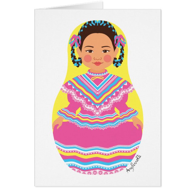 Tarjeta Matryoshka de bailarina mexicana (Frente)