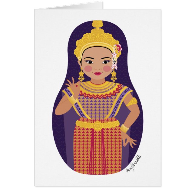 Tarjeta Matryoshka de bailarina tailandesa (Frente)