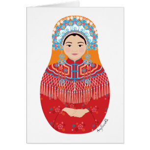 Tarjeta Matryoshka de novia china