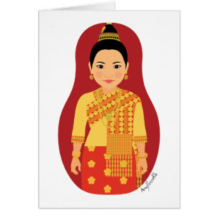 Tarjeta Matryoshka laotian (roja)