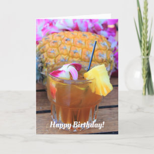 Tarjeta Maui Mai Tai y Cumpleaños de Piña