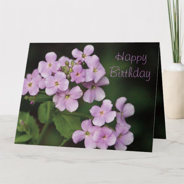 Tarjeta Mauve Floral Happy Birday (Anverso)