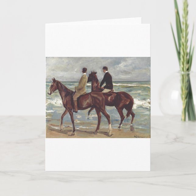 Tarjeta Max Liebermann: Dos jinetes en la playa Arte (Anverso)