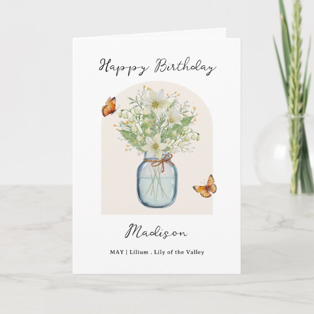 Tarjeta May Birth Month Flower Birthday (Anverso)