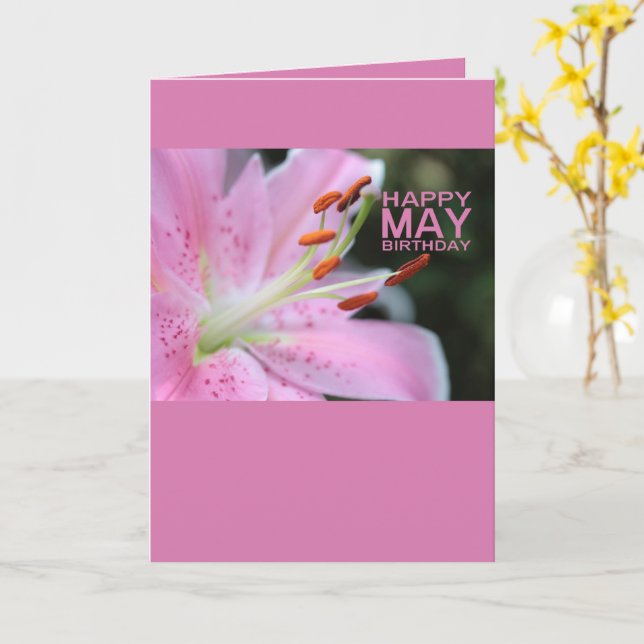 Tarjeta May Birthday Lily Birth Month Flower (flor amarilla)