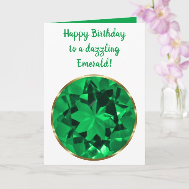 Tarjeta May Emerald Birthstone Birthday Card (Orquídea)