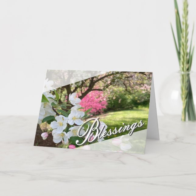 Tarjeta May Flowers Pink Blessings Greeting Card (Anverso)