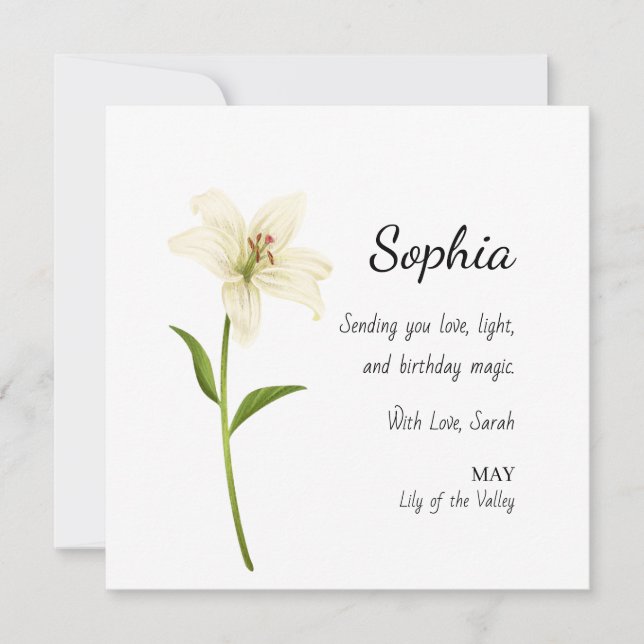 Tarjeta May Lily of the Valley Personalized Birthday (Anverso)