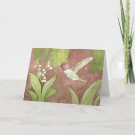 Tarjeta May; Lirio de los Valles & Colibrí; Saludo
