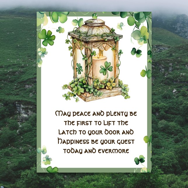 Tarjeta May Peace n Plenty Irish Blessing Shamrock Lantern (Subido por el creador)