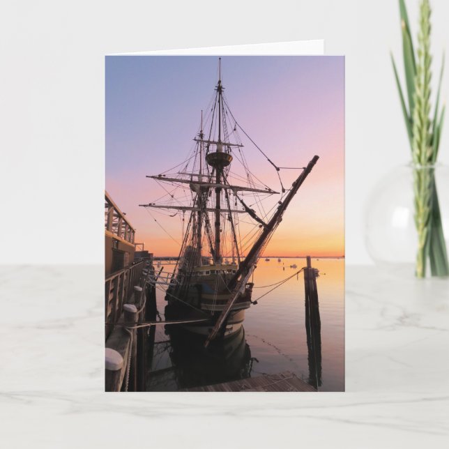 Tarjeta Mayflower II al amanecer de octubre (Anverso)