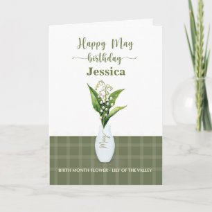 Tarjeta Mayo Cumpleaños Mes de Nacimiento Flor Lily del Va