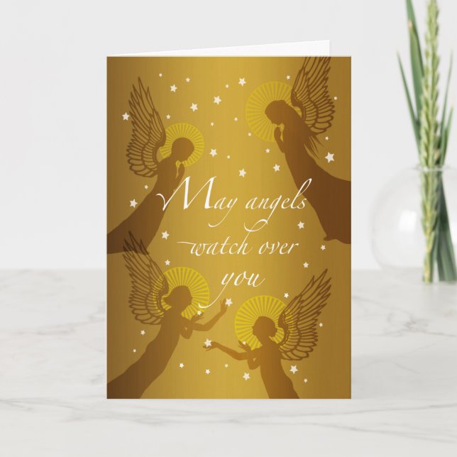 Tarjeta Mayores ángeles cuidan de ti para los Navidades (Anverso)