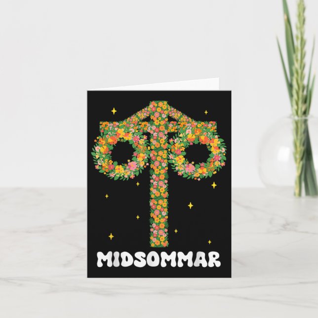 Tarjeta Maypole Midsommar Suecia del solsticio de verano (Anverso)