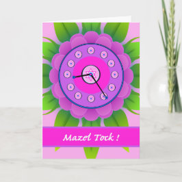Tarjeta ¡Mazel Tock! Mazel Tov en Bat Mitzvah, Reloj de fl