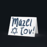 Tarjeta MAZEL TOV BAR BAT MITZVAH Personalizable Azul Pint<br><div class="desc">Estrellas dibujadas a mano y texto con pincelada por mí para ti. Agrega tu propio texto dentro de la tarjeta o cambia los colores de fondo. Para más diseños y colores revisa mi tienda. O déjame saber si deseas algo personalizado. También tengo papel de regalo a juego y por supuesto...</div>