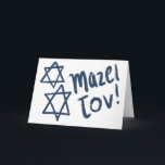 Tarjeta MAZEL TOV BAR BAT MITZVAH Personalizable Azul Pint<br><div class="desc">Estrellas dibujadas a mano y texto con pincelada por mí para ti. Agrega tu propio texto dentro de la tarjeta o cambia los colores de fondo. Para más diseños y colores revisa mi tienda. O házmelo saber si deseas algo personalizado. También tengo papel de regalo a juego y por supuesto...</div>