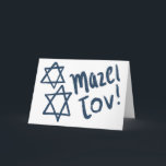 Tarjeta MAZEL TOV BAR BAT MITZVAH Personalizable Azul Pint<br><div class="desc">Estrellas dibujadas a mano y texto con pincelada por mí para ti. Agrega tu propio texto dentro de la tarjeta o cambia los colores de fondo. Para más diseños y colores revisa mi tienda. O házmelo saber si deseas algo personalizado. También tengo papel de regalo a juego y por supuesto...</div>