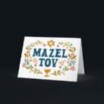 Tarjeta MAZEL TOV BAR BAT Personalizable judío MITZVAH<br><div class="desc">Texto dibujado a mano por mí para ti. Ideal para un bar o un murciélago mitzvah o boda judío u otro evento. Agregue su propio texto al interior de la tarjeta o cambie los colores de fondo. Para más diseños y colores, revisa mi tienda! O hazme saber si quieres algo...</div>