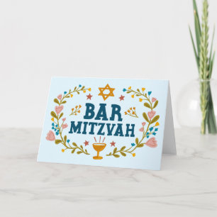 Tarjeta MAZEL TOV BAr MITZVAH Personalizado de mano judía