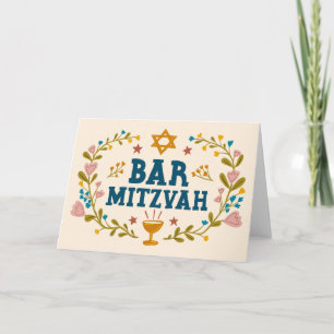 Tarjeta MAZEL TOV BAr MITZVAH Personalizado de mano judía